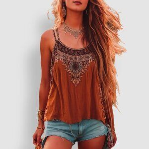 Boho Style Graphic Camisole Tank Top